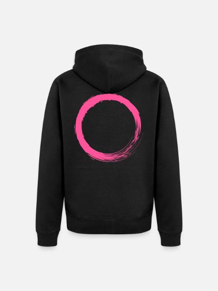 Customizable pink circle circular shape - Unisex Premium Organic Zip Hoodie - black