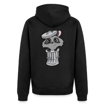 racoon - Unisex Premium Organic Zip Hoodie - black - Back - Nico (187cm)