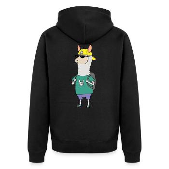 Alpaka Cool - Unisex Premium Bio Zip Hoodie - Schwarz - Hinten - Nico (187cm)