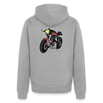 Café Racer - Veste à capuche bio Premium Unisexe - gris chiné - Dos - Nico (187cm)