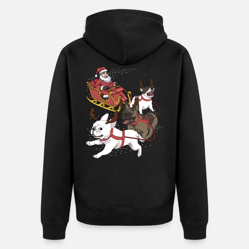 Bouledogue Français Noël - Veste à capuche bio Premium Unisexe - noir