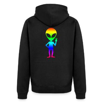 Alien - Unisex Premium Bio Zip Hoodie - Schwarz - Hinten - Nico (187cm)