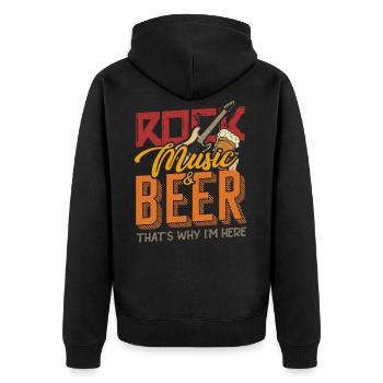 Rock Musik und Bier - Unisex Premium Bio Zip Hoodie - Schwarz - Hinten - Nico (187cm)