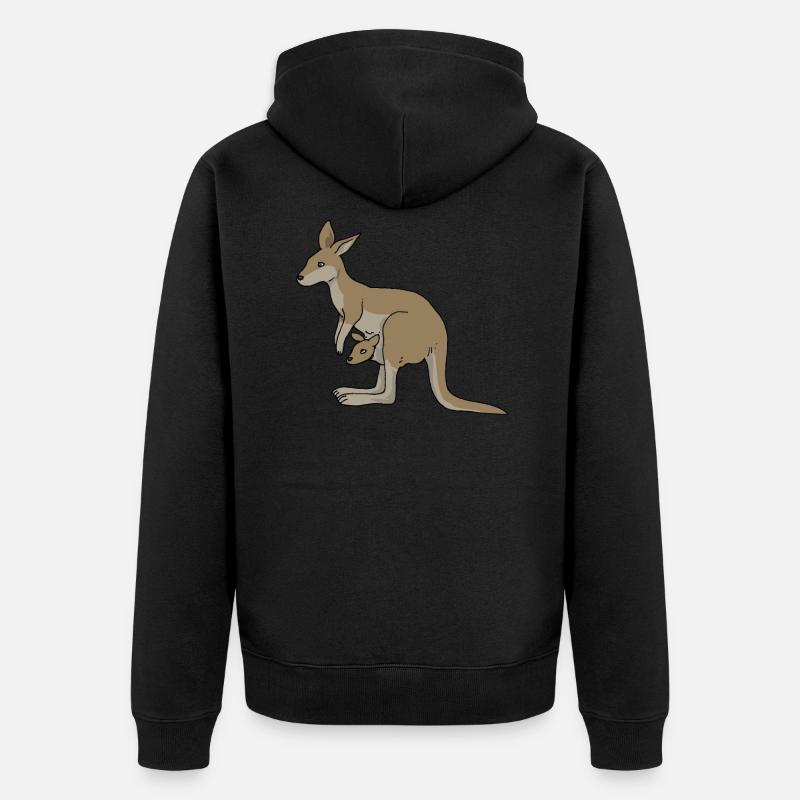 Känguru - Unisex Premium Bio Zip Hoodie - Schwarz