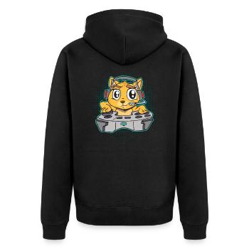 Gaming cat gamer controller hangover - Unisex Premium Organic Zip Hoodie - black - Back - Nico (187cm)