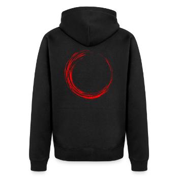 Kreis Design Style Neu Rot - Unisex Premium Bio Zip Hoodie - Schwarz - Hinten - Nico (187cm)