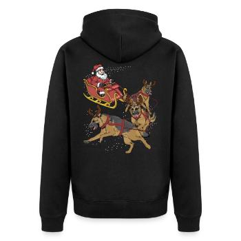 German Shepherd Christmas - Unisex Premium Organic Zip Hoodie - black - Back - Nico (187cm)