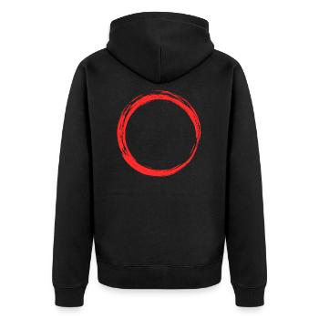 Circle Icon Design Red - Unisex Premium Organic Zip Hoodie - black - Back - Nico (187cm)