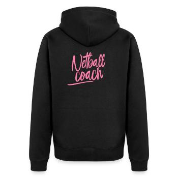 Netzballerin - Unisex Premium Bio Zip Hoodie - Schwarz - Hinten - Nico (187cm)