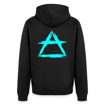 Element Symbol Luft - Unisex Premium Bio Zip Hoodie - Schwarz - Hinten - Nico (187cm)