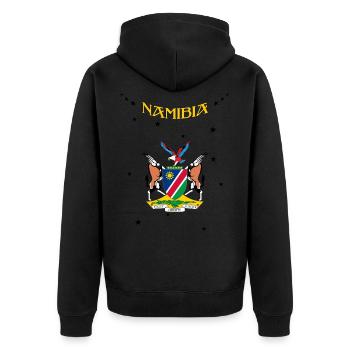 Namibia - Unisex Premium Bio Zip Hoodie - Schwarz - Hinten - Nico (187cm)
