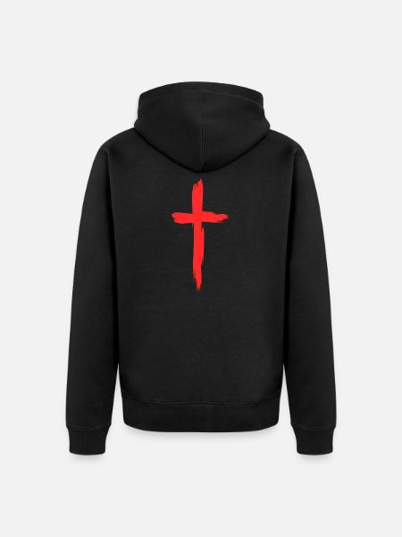 Cross Christianity Religion Red - Unisex Premium Organic Zip Hoodie - black