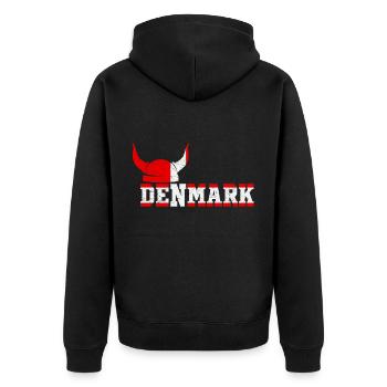 Denmark Vikings - Unisex Premium Organic Zip Hoodie - black - Back - Nico (187cm)