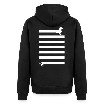 Dackel - Unisex Premium Bio Zip Hoodie - Schwarz - Hinten - Nico (187cm)