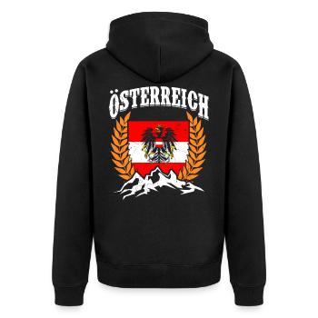 Österreich Austria - Unisex Premium Bio Zip Hoodie - Schwarz - Hinten - Nico (187cm)