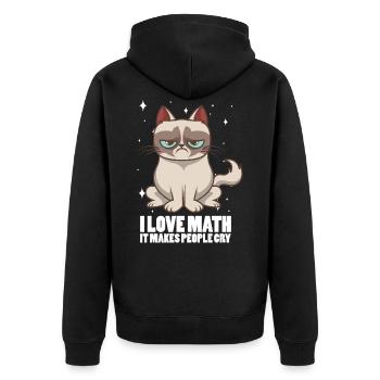 Les chats drôles t-shirt J'aime des maths - Veste à capuche bio Premium Unisexe - noir - Dos - Nico (187cm)