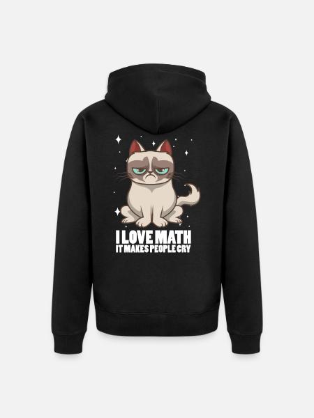 Lustiges Katzen Shirt Ich liebe Mathe - Unisex Premium Bio Zip Hoodie - Schwarz