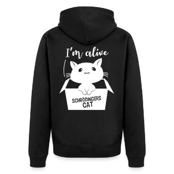 Schrödinger's Cat - Unisex Premium Organic Zip Hoodie - black - Back - Nico (187cm)