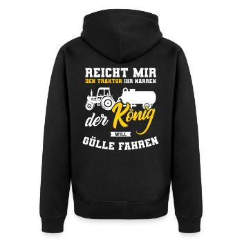 Landwirt Landwirtschaft Traktor Gülle Feld Bauer - Unisex Premium Bio Zip Hoodie - Schwarz - Hinten - Nico (187cm)