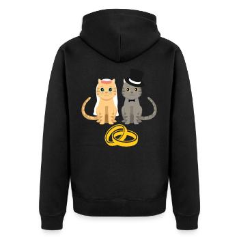 Mariage - chats mignons avec des anneaux - Veste à capuche bio Premium Unisexe - noir - Dos - Nico (187cm)