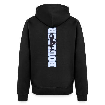 Police Boulder avec cadeau de grimpeur - Veste à capuche bio Premium Unisexe - noir - Dos - Nico (187cm)