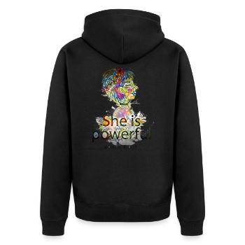 Frauenpower zum Frauentag | Für wahre Frauen - Unisex Premium Bio Zip Hoodie - Schwarz - Hinten - Nico (187cm)