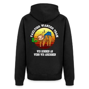 Faultier Wander Team Bergsteiger Wandern - Unisex Premium Bio Zip Hoodie - Schwarz - Hinten - Nico (187cm)