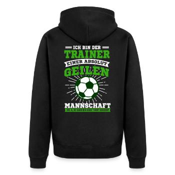 Fussball Trainer lustiges Fussballclub Coach - Unisex Premium Bio Zip Hoodie - Schwarz - Hinten - Nico (187cm)