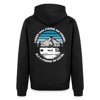 Lieber 1000 Sterne Wohnmobil Shirt Camping - Unisex Premium Bio Zip Hoodie - Schwarz - Hinten - Nico (187cm)