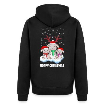 Rabbit Christmas Hoppy Christmas bunnies - Unisex Premium Organic Zip Hoodie - black - Back - Nico (187cm)