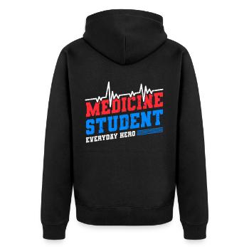 Medizin Student - Unisex Premium Bio Zip Hoodie - Schwarz - Hinten - Nico (187cm)