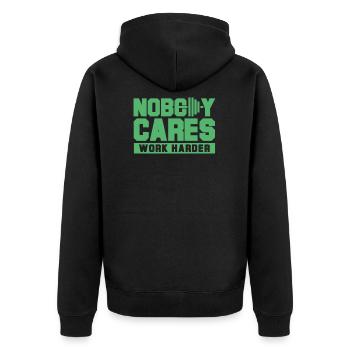Kraftsport Gewichtheben - Unisex Premium Bio Zip Hoodie - Schwarz - Hinten - Nico (187cm)