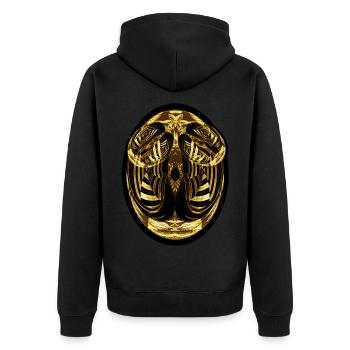 Oval face abstract gold and black - Unisex Premium Organic Zip Hoodie - black - Back - Nico (187cm)