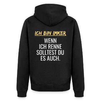Ich bin Imker, geschenk imker - geschenk für imker - Unisex Premium Bio Zip Hoodie - Schwarz - Hinten - Nico (187cm)