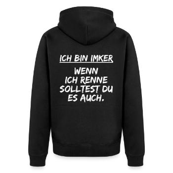Ich bin Imker, geschenk imker - geschenk für imker - Unisex Premium Bio Zip Hoodie - Schwarz - Hinten - Nico (187cm)