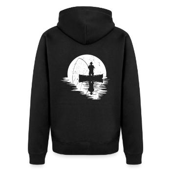 Pleine lune pêcheur lune pêche idée cadeau de pêche - Veste à capuche bio Premium Unisexe - noir - Dos - Nico (187cm)