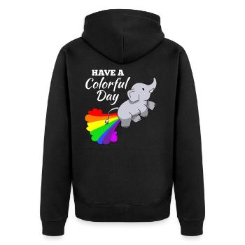Elephant joke comic illustration rainbow - Unisex Premium Organic Zip Hoodie - black - Back - Nico (187cm)