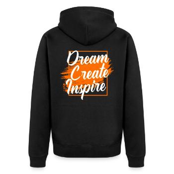 Träume Erschaffe Inspiriere - Unisex Premium Bio Zip Hoodie - Schwarz - Hinten - Nico (187cm)