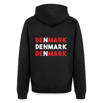 Denmark - Unisex Premium Organic Zip Hoodie - black - Back - Nico (187cm)