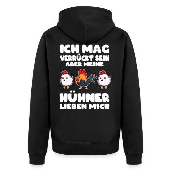 Hühnerstall Hühner Hahn Bauernhof Bäuerin Geschenk - Unisex Premium Bio Zip Hoodie - Schwarz - Hinten - Nico (187cm)
