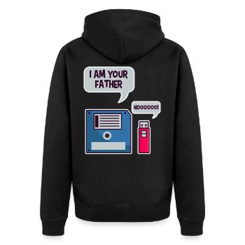 USB Floppy Disk Geek Shirt Computer Nerd lustig - Unisex Premium Bio Zip Hoodie - Schwarz - Hinten - Nico (187cm)