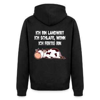Landwirt Bauer Landwirtschaft Milchbauer Kuh Kühe - Unisex Premium Bio Zip Hoodie - Schwarz - Hinten - Nico (187cm)