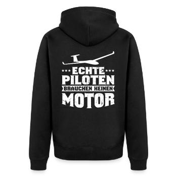 Segelflug Shirt Segelfliegen Segelflugzeug - Unisex Premium Bio Zip Hoodie - Schwarz - Hinten - Nico (187cm)