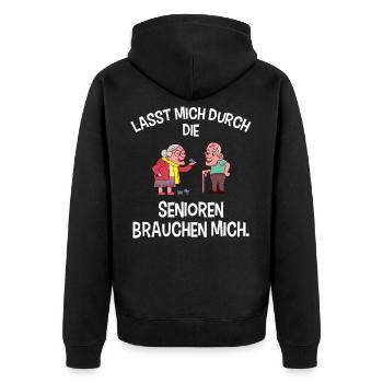 Altenpflege Spruch Lustig Pflegekraft Pfleger - Unisex Premium Bio Zip Hoodie - Schwarz - Hinten - Nico (187cm)
