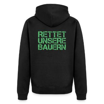 Landwirt Bauer Bauernprotest Protest Demonstration - Unisex Premium Bio Zip Hoodie - Schwarz - Hinten - Nico (187cm)