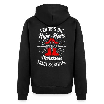 Skifahren Skifahrer Prinzessin - Unisex Premium Bio Zip Hoodie - Schwarz - Hinten - Nico (187cm)