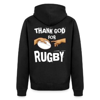 Maillot rugby mains de Michel-Ange - Veste à capuche bio Premium Unisexe - noir - Dos - Nico (187cm)