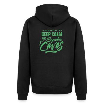 Höhle Höhlen Höhlenforscher Höhlenforschung Team - Unisex Premium Bio Zip Hoodie - Schwarz - Hinten - Nico (187cm)