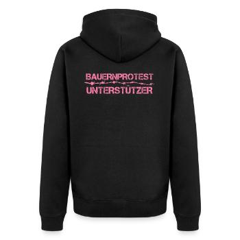 Team Bauernprotest Landwirt Bauerndemo Protest - Unisex Premium Bio Zip Hoodie - Schwarz - Hinten - Nico (187cm)