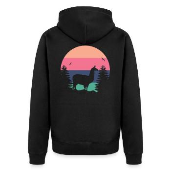 Funny llama sunset vintage llama alpaca - Unisex Premium Organic Zip Hoodie - black - Back - Nico (187cm)